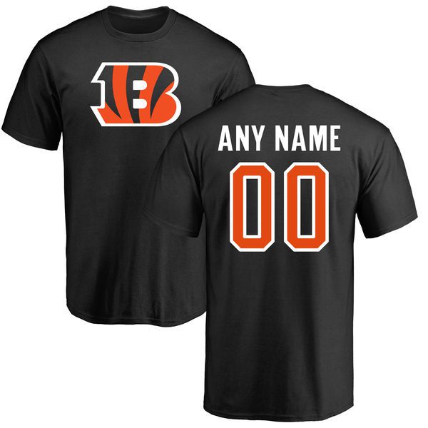 Men Cincinnati Bengals NFL Pro Line Black Any Name and Number Logo Custom T-Shirt->nfl t-shirts->Sports Accessory